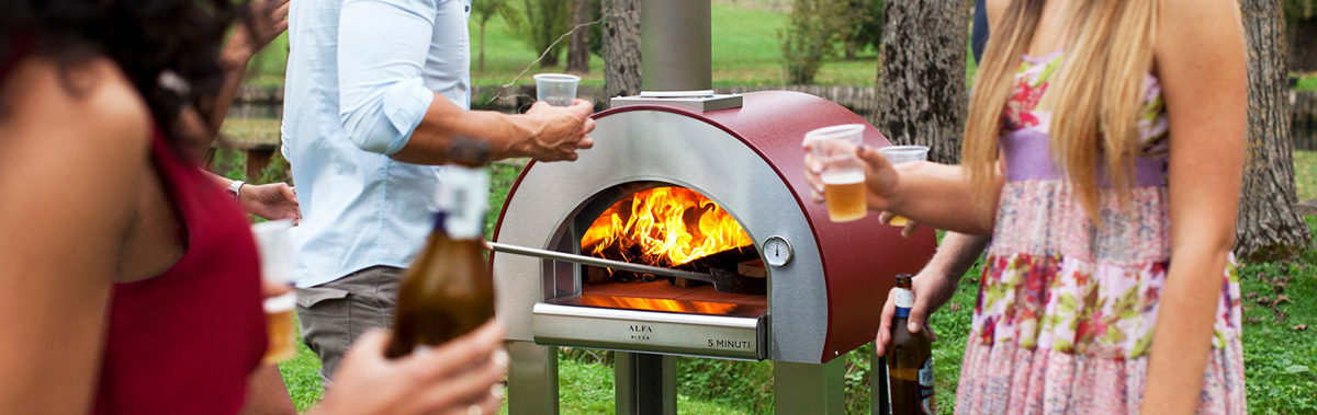 family using firepit stove